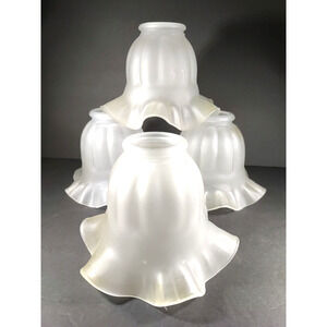 Ceiling Fan Replacement Shades Lot Of 4 Ruffled Vintage 2 1/4" Fitter Satin...